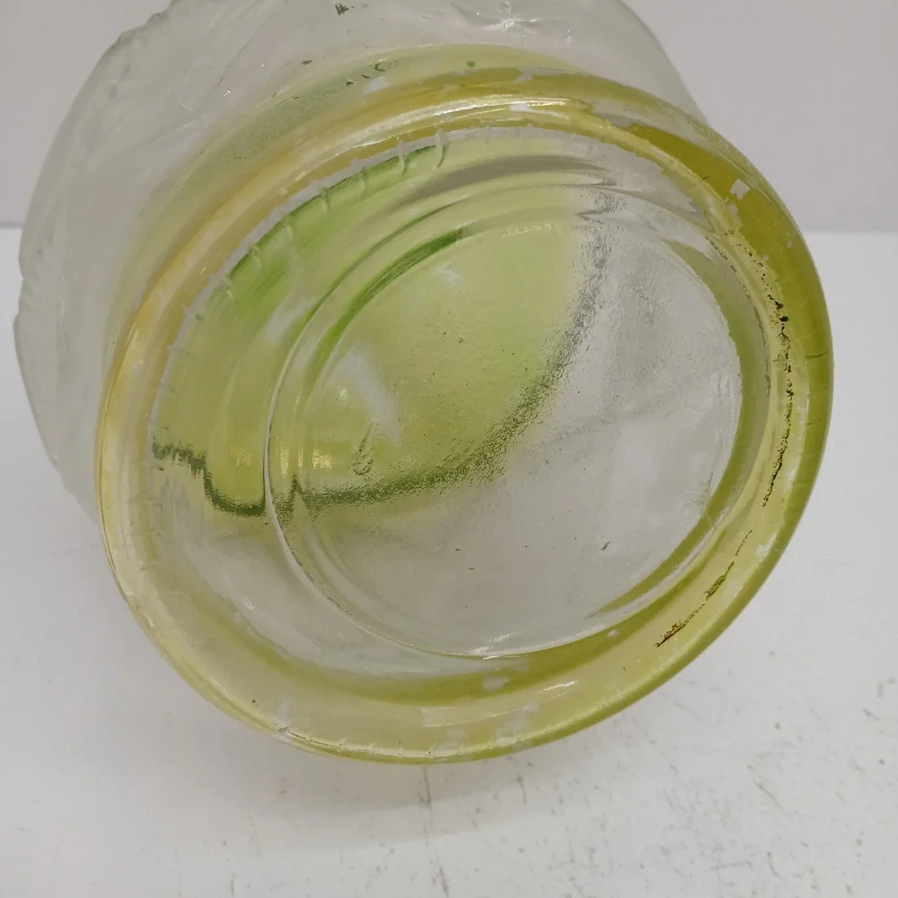 VTG Art Decorative Large Roman Glass Green Vase Diamond Cut Pattern Retro Decor